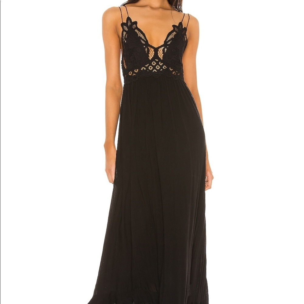 Free People Black Lace-Detail Maxi Dress
